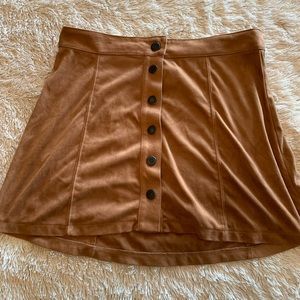 American Eagle brown suede button up skirt